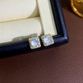 Womens Delicate Mini Geometric Square Rhinestone Stud Earrings,Costume Earrings For Daily Party Wear