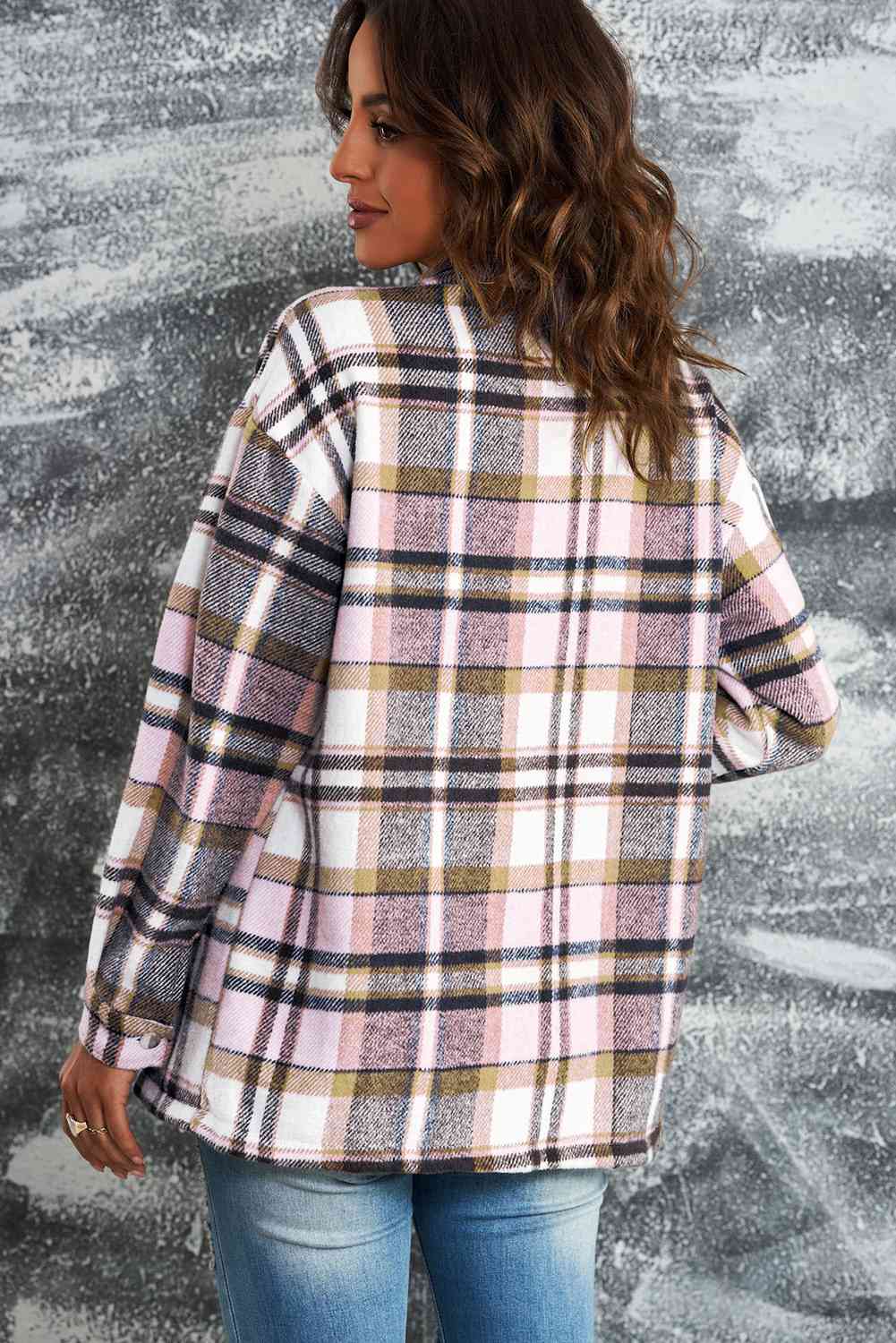 Women's Classic Plaid Button Front Shirt Jacket