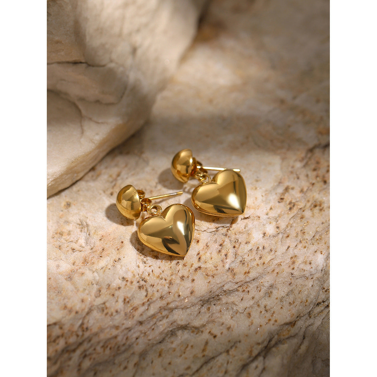 Stainless Steel Half-Hemisphere Heart Earrings For Women