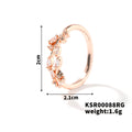 Bohemian Leaf Ring with Zircon Inlay, Nature-Inspired Jewelry