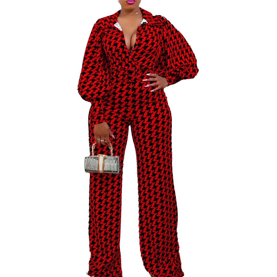 Modern V-Neck Straight High Waist Jumpsuit for Party & Events