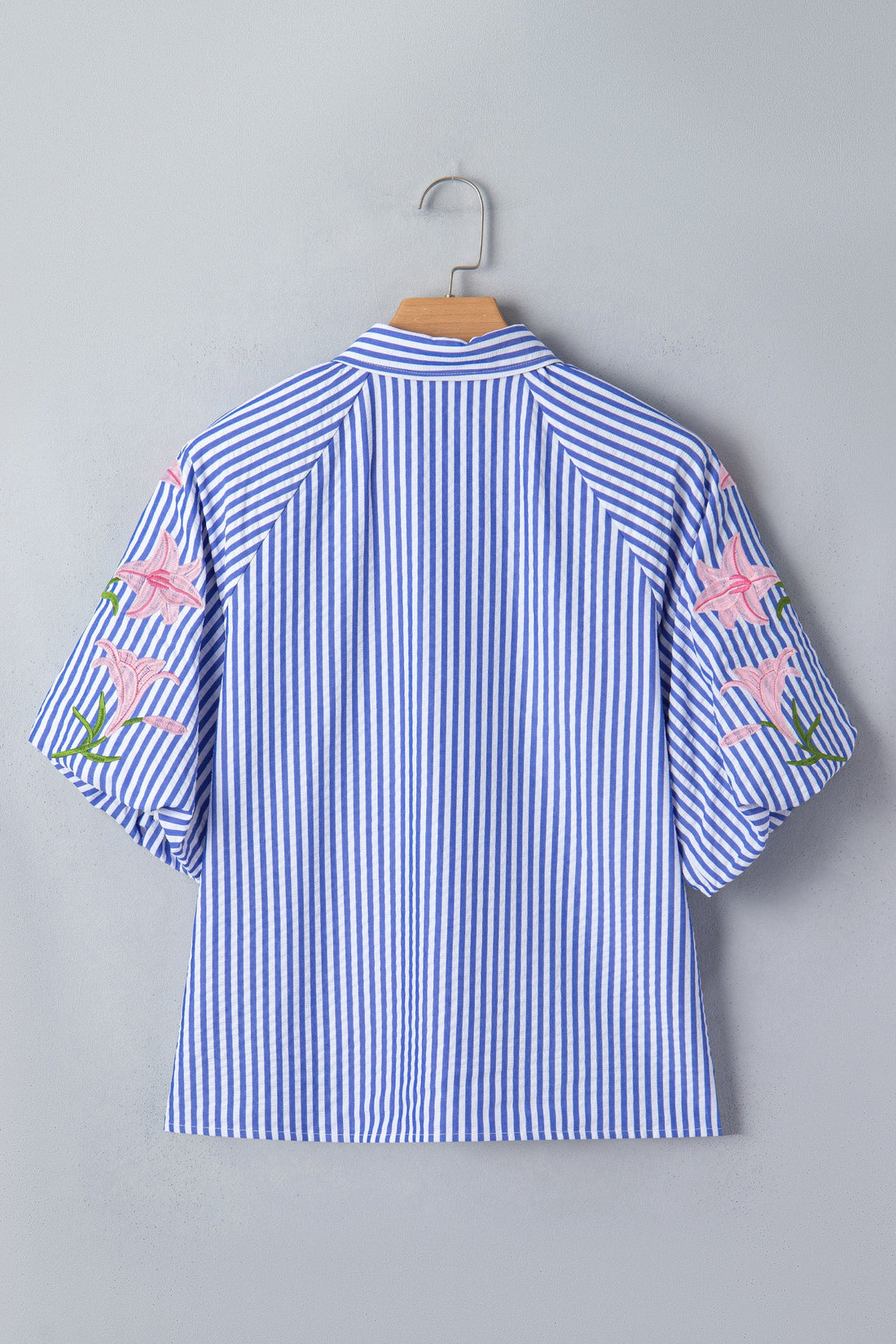 Lily Embroidered Stripe Puff Sleeve Shirt