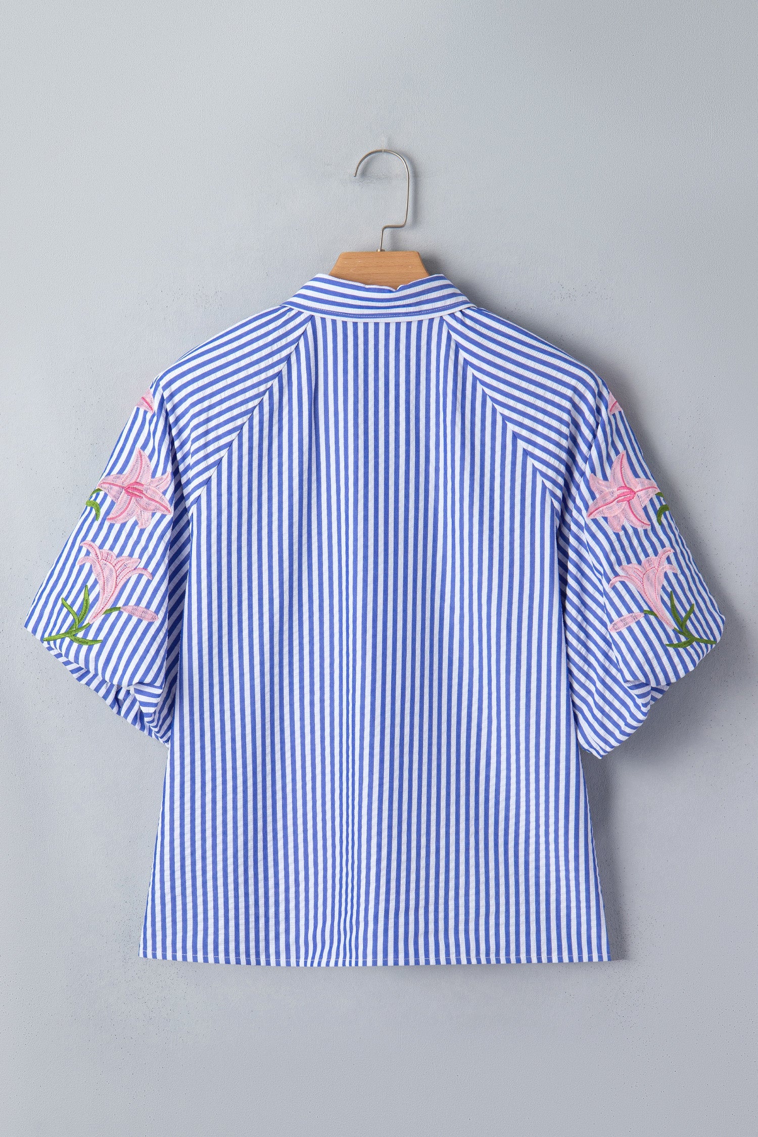 Lily Embroidered Stripe Puff Sleeve Shirt