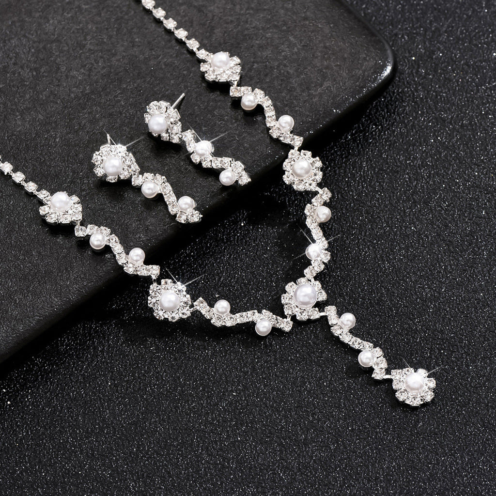 2026 Cross-Border European And American Fashion Luxury High-End Sparkling Rhinestone Pearl Necklace Women's Versatile Two-Piece Set Of Necklaces