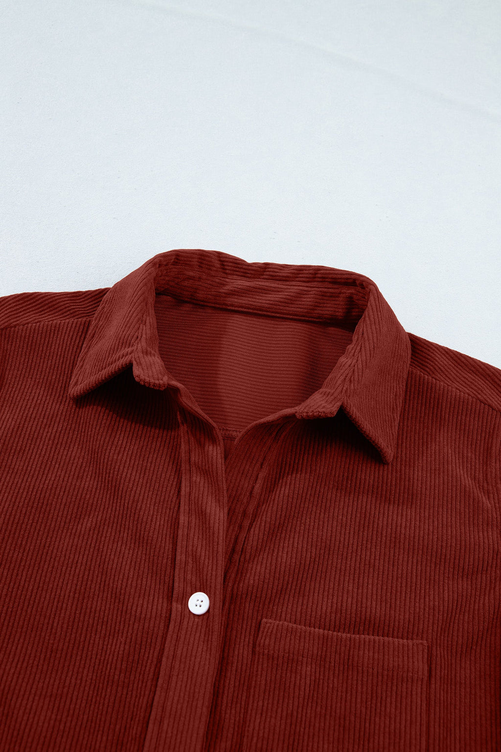 Solid Corduroy Long Sleeve Buttoned Shirt