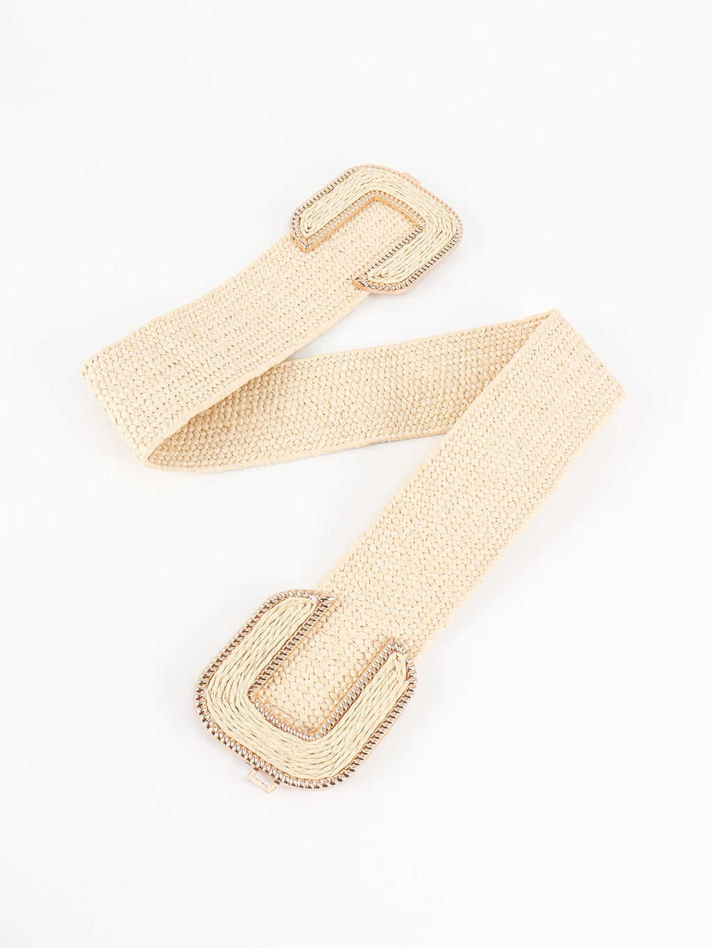 Wide Braid Stretch Belt with Statement Buckle in Sage Green