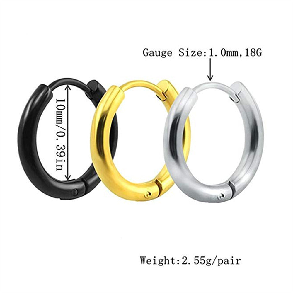 Amazon Foreign Trade Earrings Stylish Glossy Ear Clip Silver Round Tube Small Ring Anti-fashion