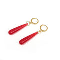 Red Water Drop Resin Pendant Earrings