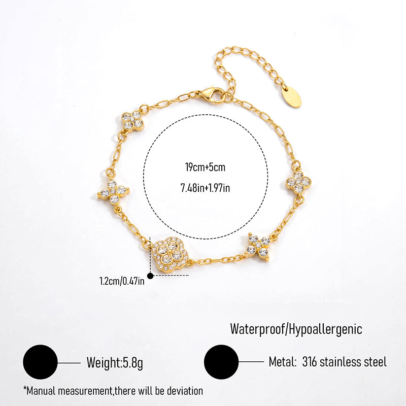 Fashionable And Personalized High-quality Stainless Steel Unisex Flower And Leaf Bracelet