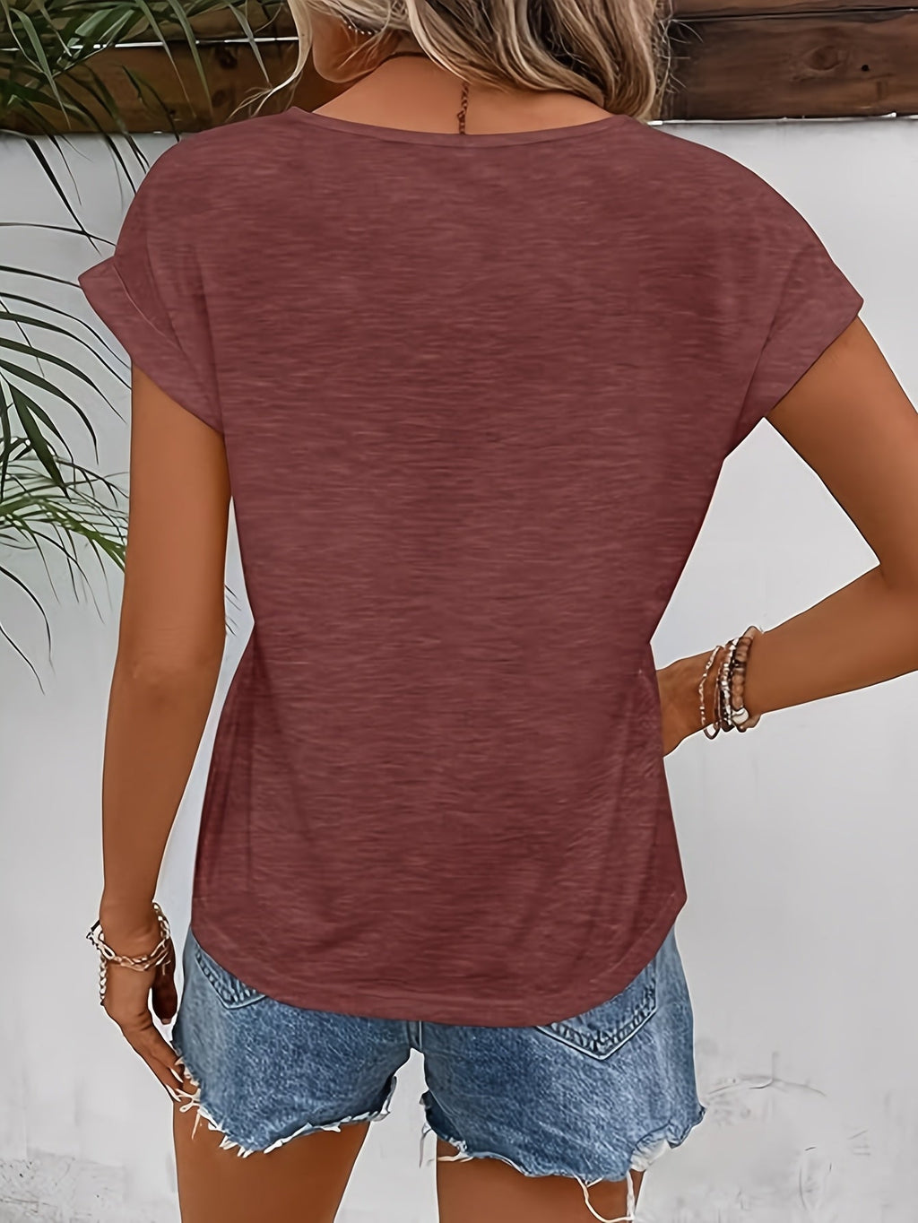 Two Pack Women's Cap Sleeve Tops with Lace Trim Details - Image 6