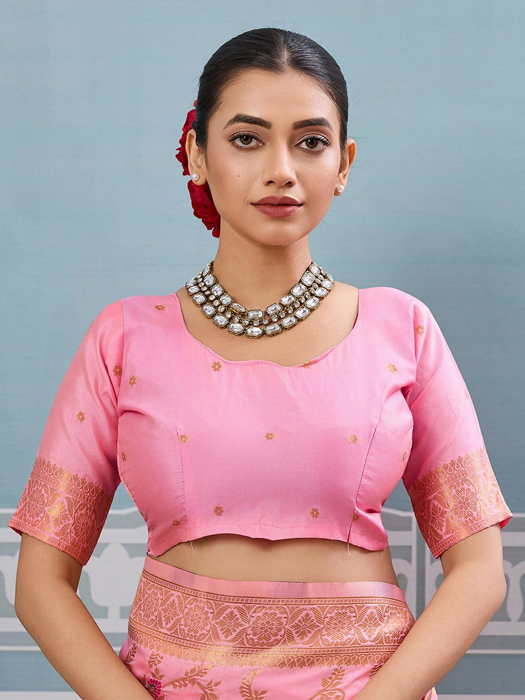 Shree Shyam Fashion Light Pink Silk Saree
