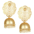 Dista handcrafted matte gold brass Jhumka earrings, 6cm length