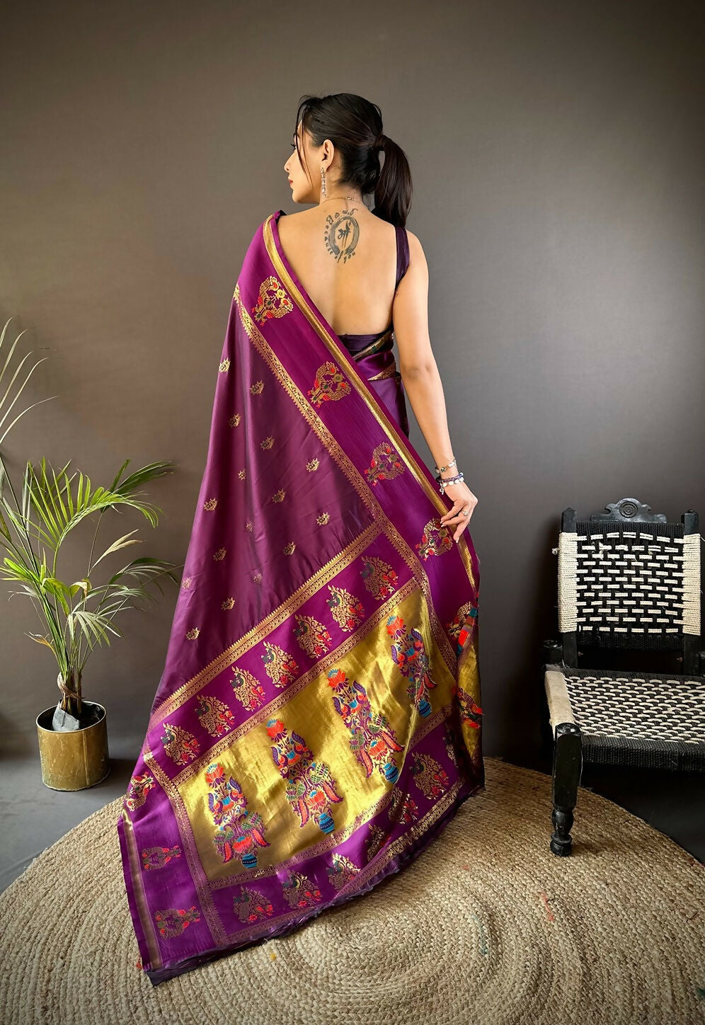Purple Soft Silk Paithani Saree with Meenakari Weaving Work