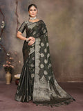 Joban Fashion Dark Green Woven Jacquard Banarasi Silk Sarees