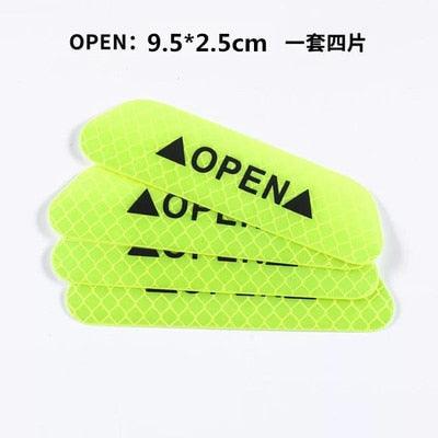 4PC Universal Car Door Warning Reflective Stickers - White & Yellow