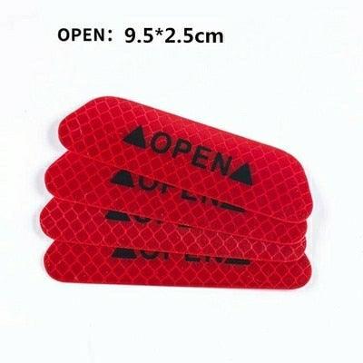 4PC Universal Car Door Warning Reflective Stickers - White & Yellow