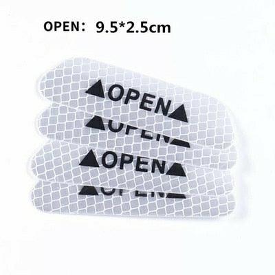 4PC Universal Car Door Warning Reflective Stickers - White & Yellow