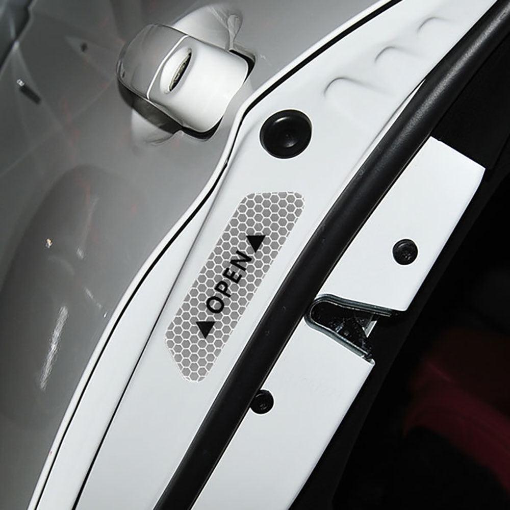 4PC Universal Car Door Warning Reflective Stickers - White & Yellow