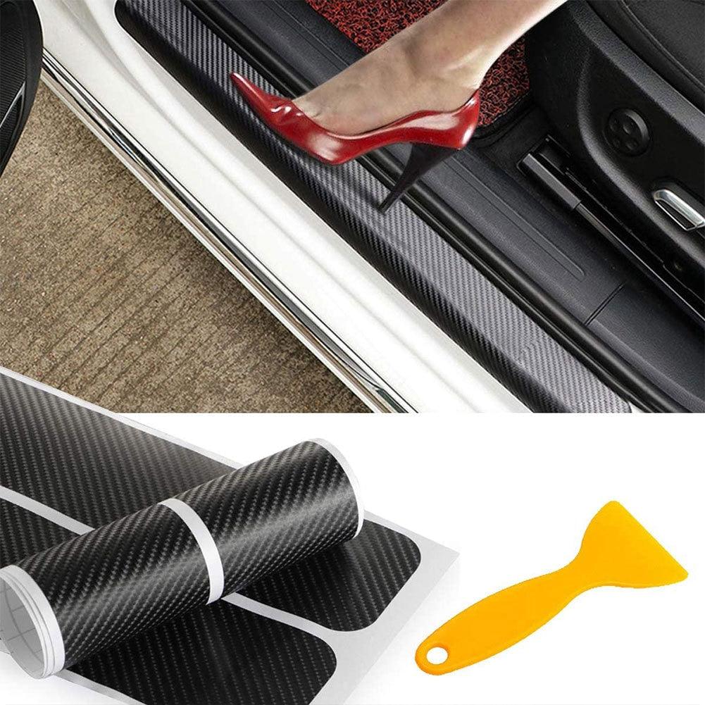 Carbon Fiber Style Car Door Sill Scuff Plate Protector Guards