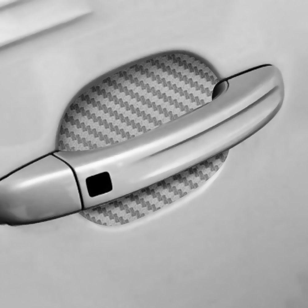 Set of four black carbon fiber texture car door handle scratch protection stickers