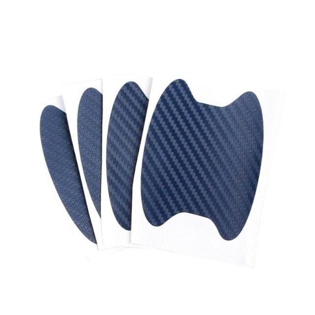 4Pcs Carbon Fiber Car Door Handle Scratch Protector Film Set