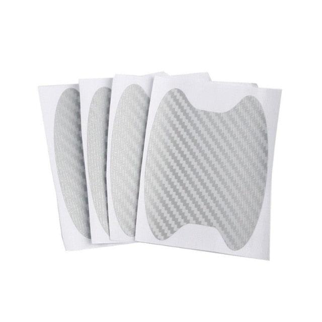 4Pcs Carbon Fiber Car Door Handle Scratch Protector Film Set
