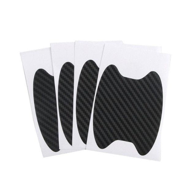 4Pcs Carbon Fiber Car Door Handle Scratch Protector Film Set