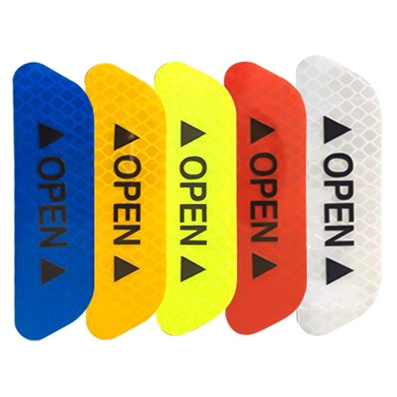 4Pcs Universal Car Door Reflective Warning Stickers Anti-Collision