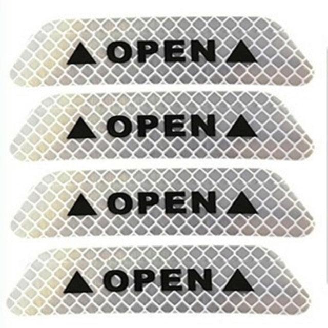 4Pcs Universal Car Door Reflective Warning Stickers Anti-Collision