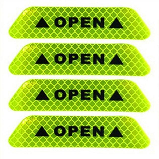 4Pcs Universal Car Door Reflective Warning Stickers Anti-Collision