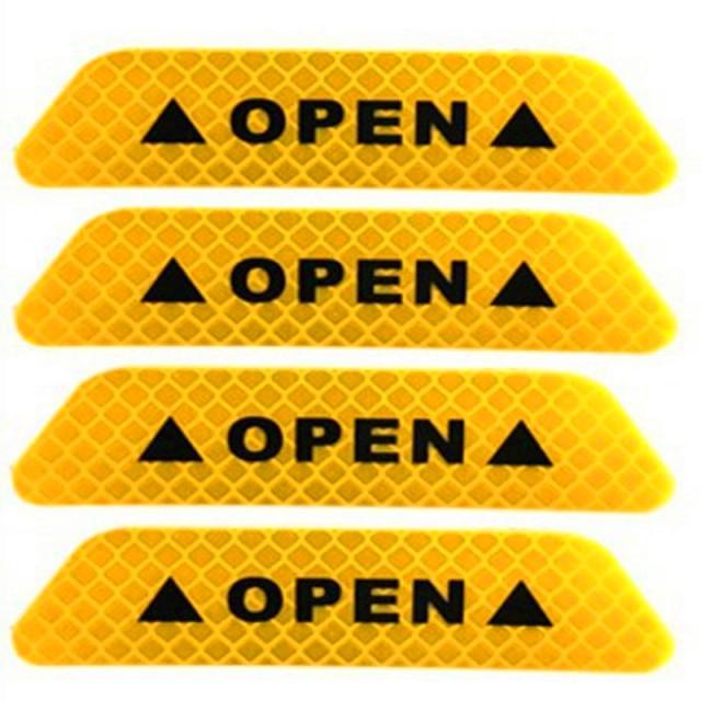 4Pcs Universal Car Door Reflective Warning Stickers Anti-Collision