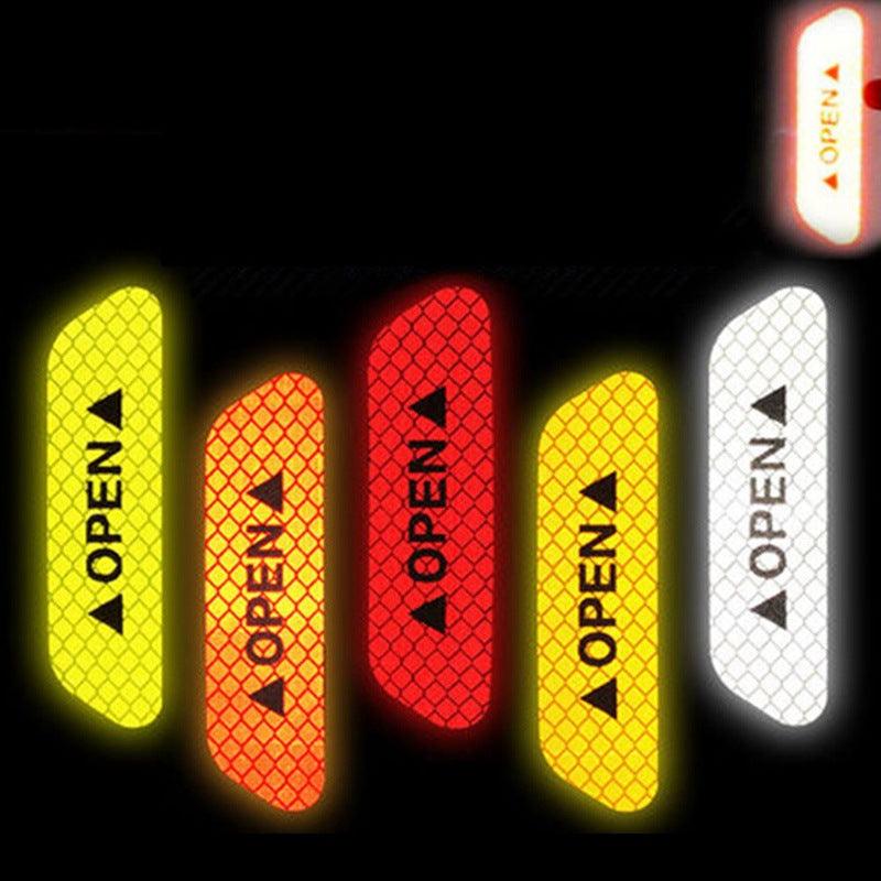4Pcs Universal Car Door Reflective Warning Stickers Anti-Collision