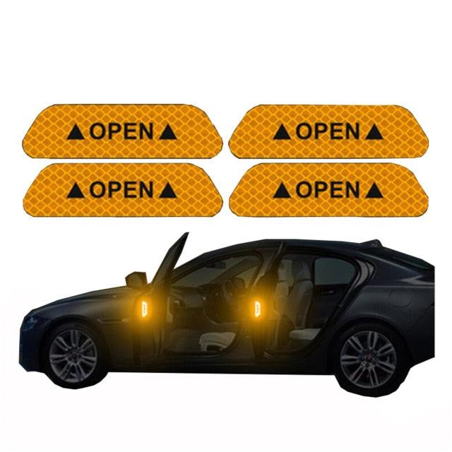 Universal Car Door Reflective Safety Warning Decals 4-Piece Set