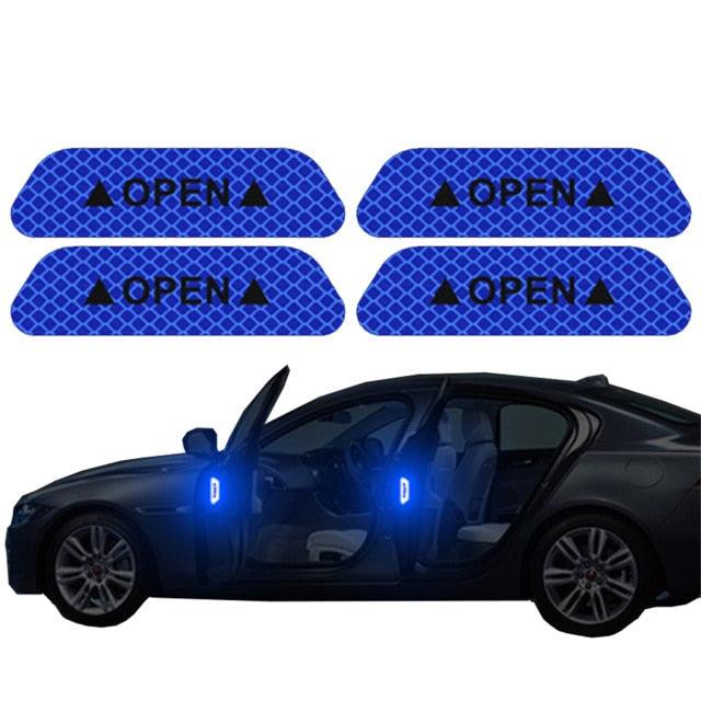 Universal Car Door Reflective Safety Warning Decals 4-Piece Set