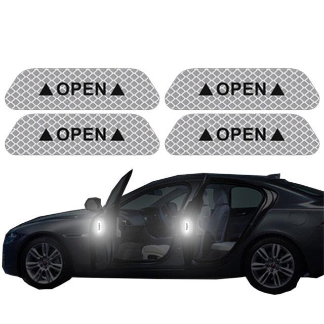 Universal Car Door Reflective Safety Warning Decals 4-Piece Set
