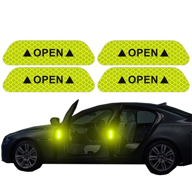 Universal Car Door Reflective Safety Warning Decals 4-Piece Set