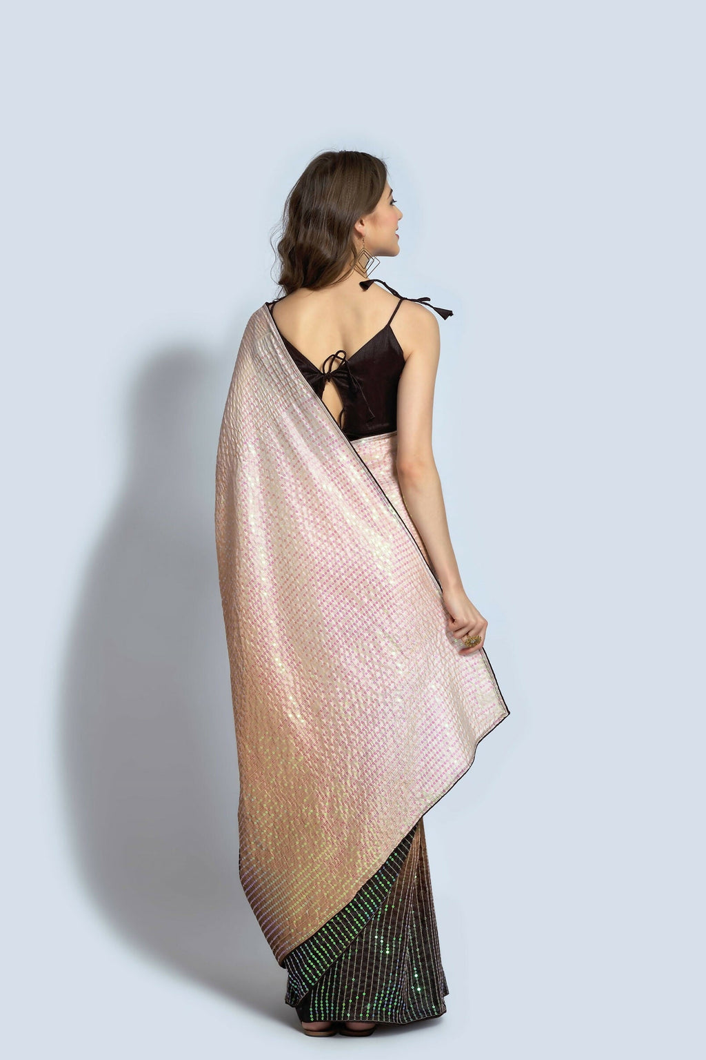 Cream Vichitra Silk Embroidered Party Wear Saree