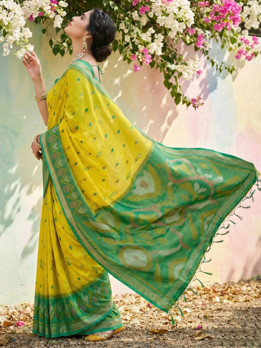 Emerald Green Soft Silk Saree with Matching Silk Blouse