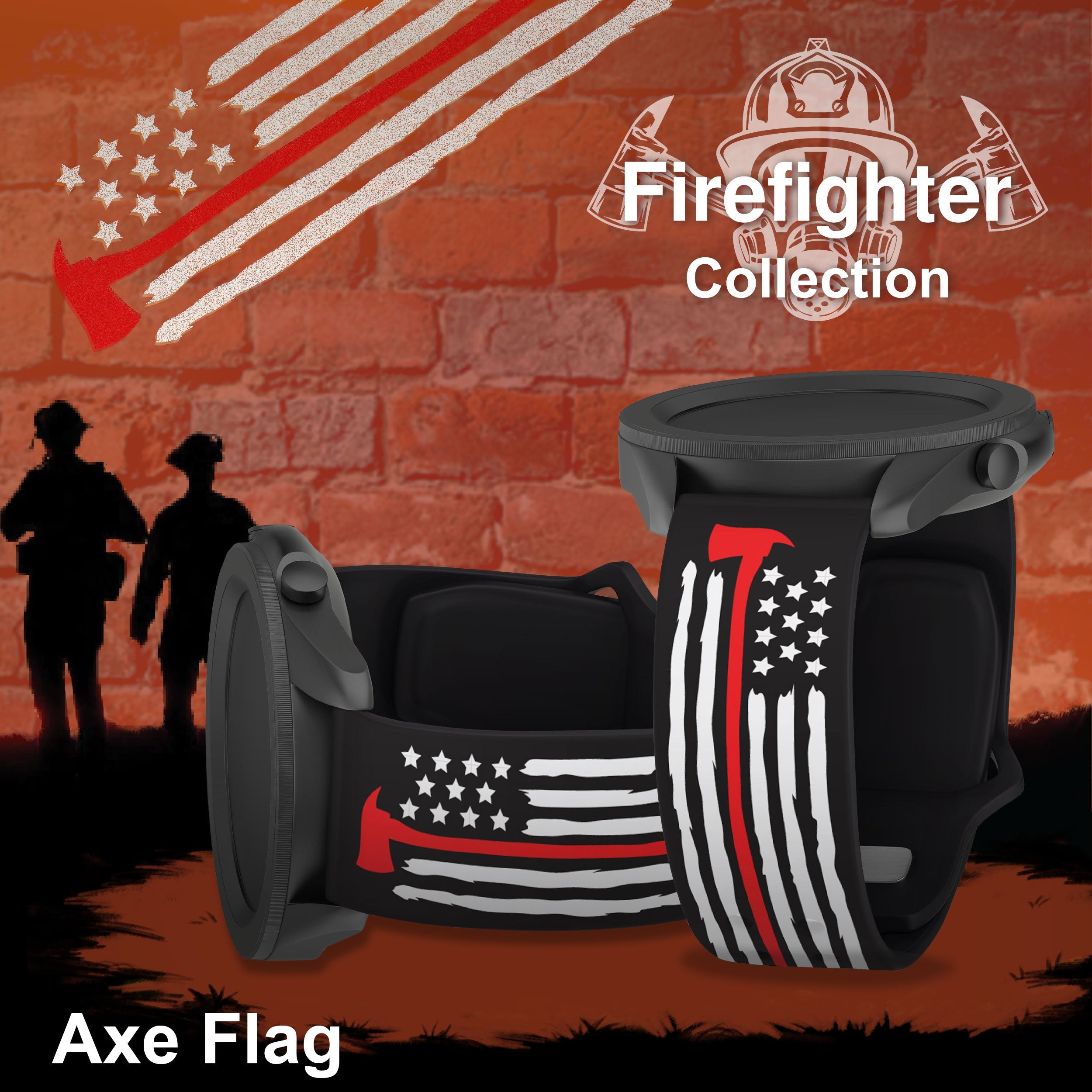 FireFighter First Responder HD  Watchband for Samsung, Garmin, Fossil, and More for Samsung, Garmin, Fossil, and More