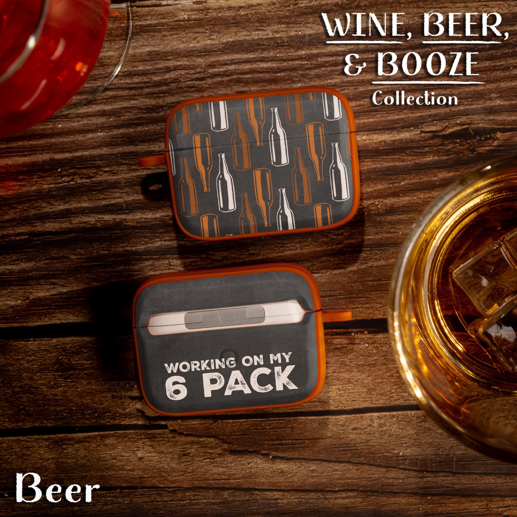 Wine, Beer & Booze AirPods Pro 1 & 2 Protective Case with Carabiner