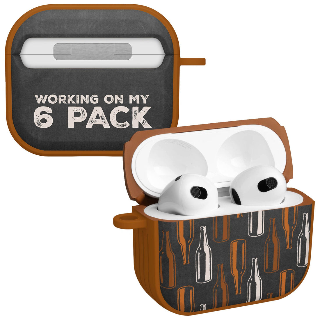 Wine, Beer, & Booze themed protective case for Apple AirPods Gen 3 with included carabiner.