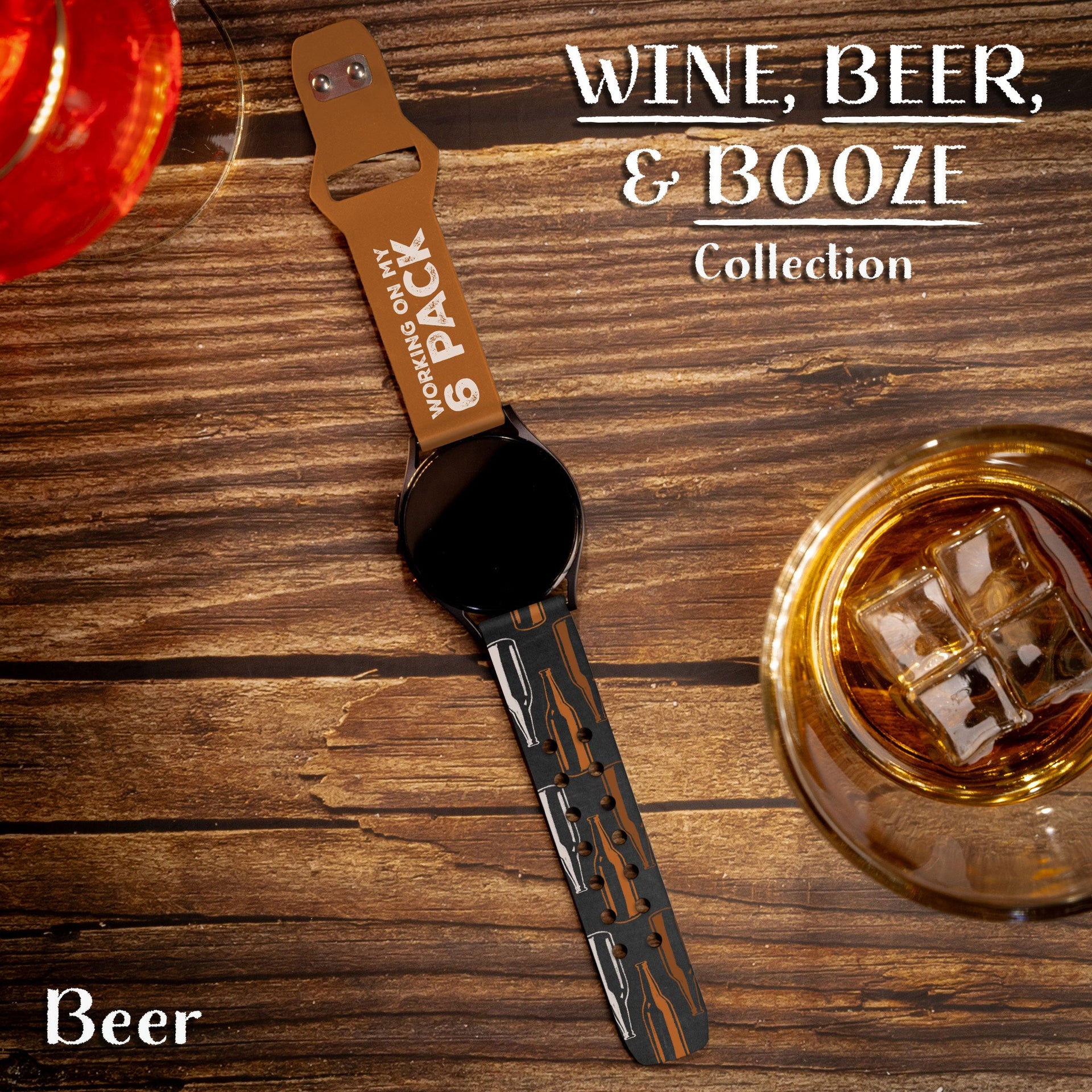Wine, Beer & Booze 20mm Silicone Watch Band for Smartwatches