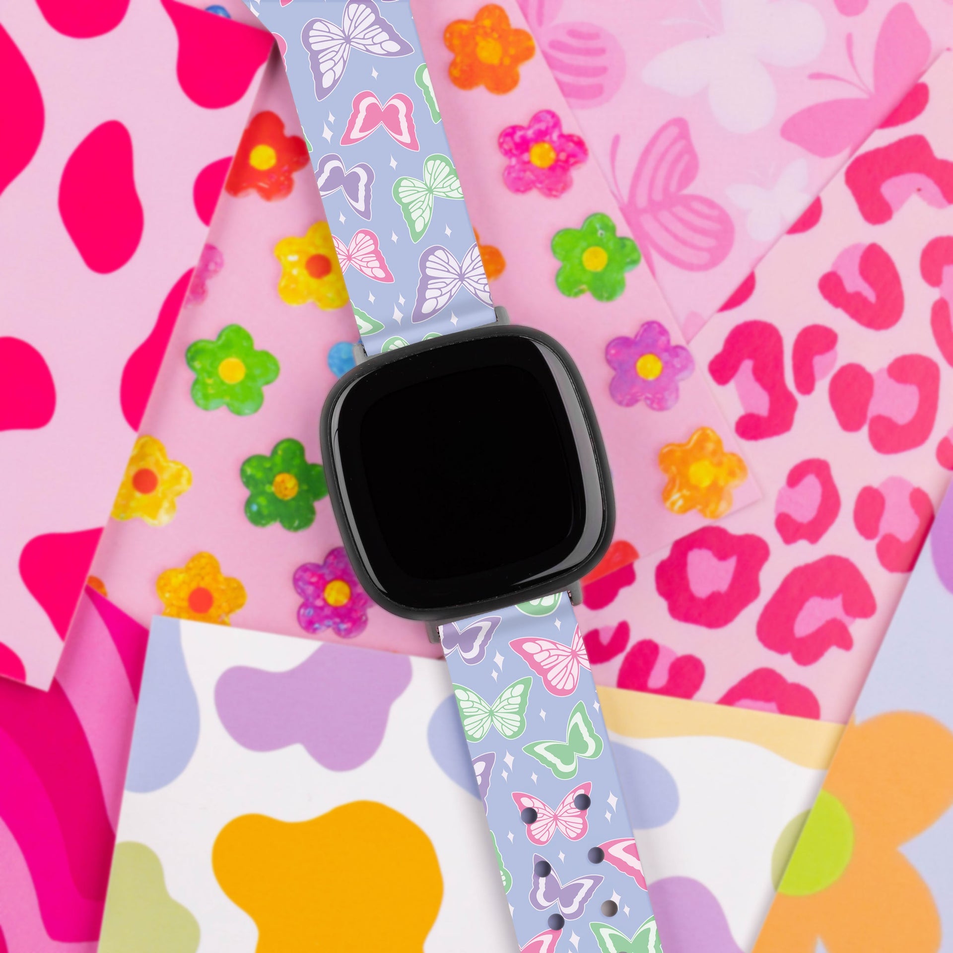 Y2K Checkered Print Watch Band for Fitbit Versa 3 and Sense 1