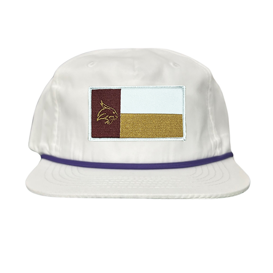 Texas State Bobcats University Flag Patch Hat Maroon White Gold