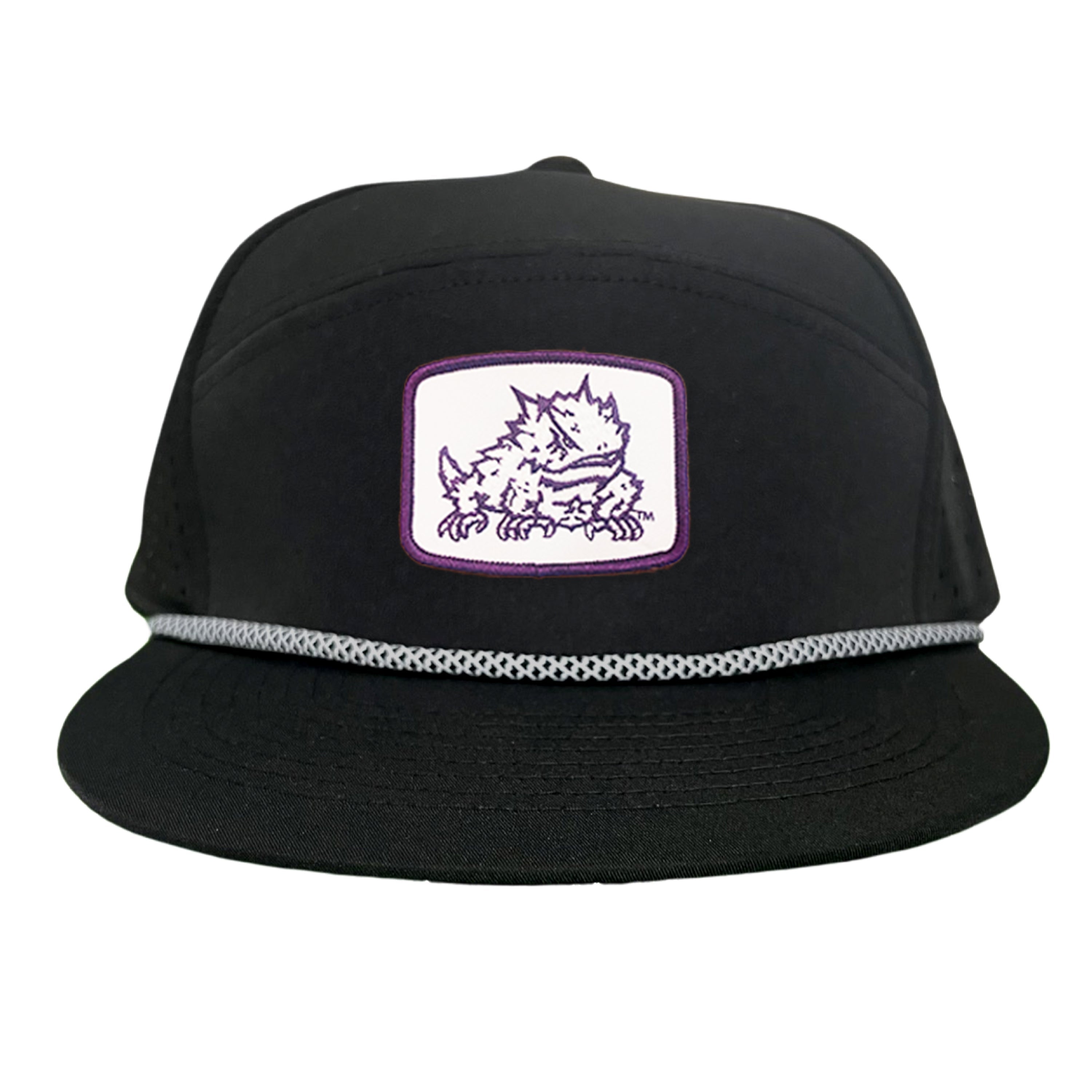 TCU Horned Frogs Square Patch Mesh Back Curved Bill Snapback Cap