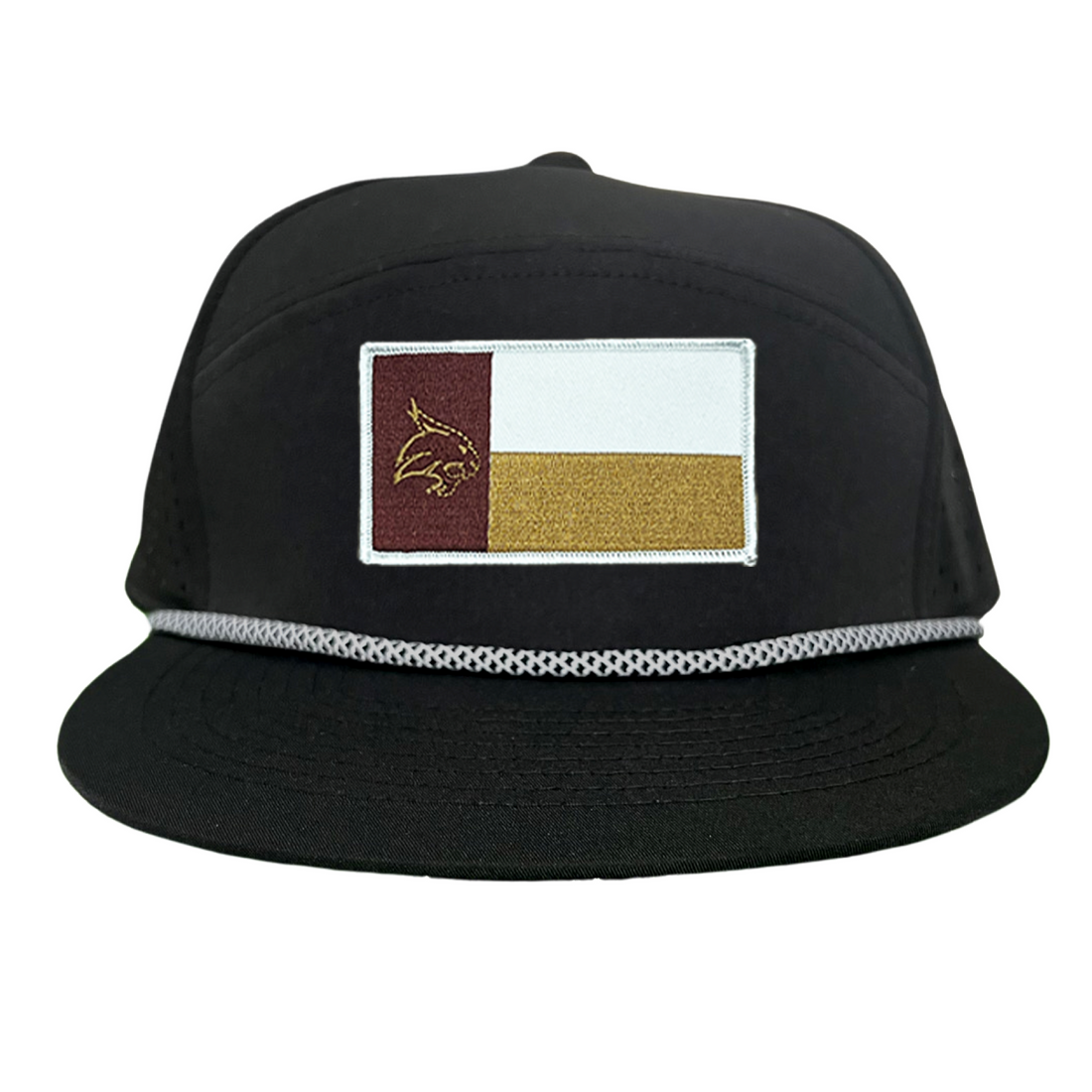 Texas State Bobcats University Flag Patch Hat Maroon White Gold