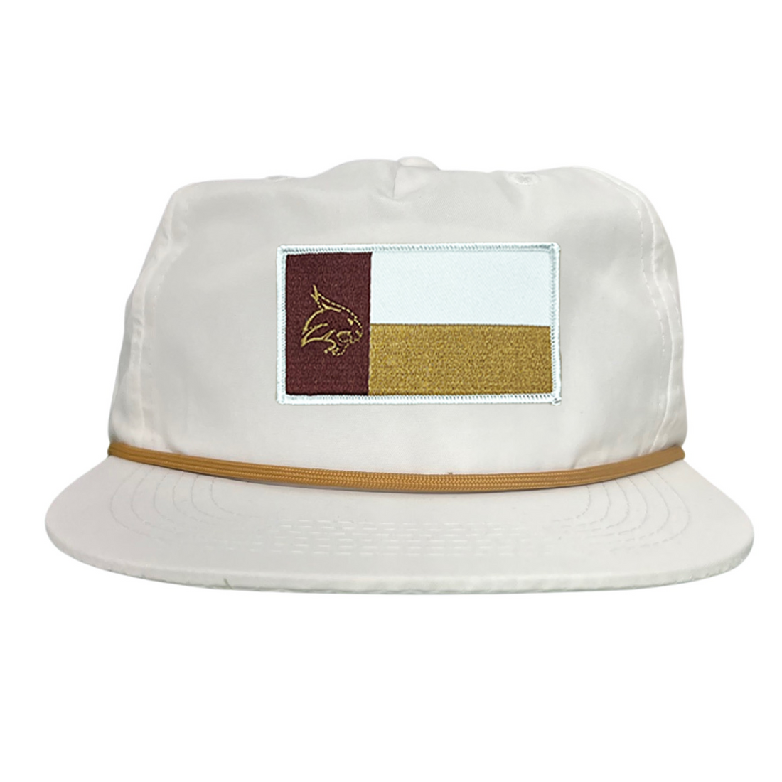 Texas State Bobcats University Flag Patch Hat Maroon White Gold