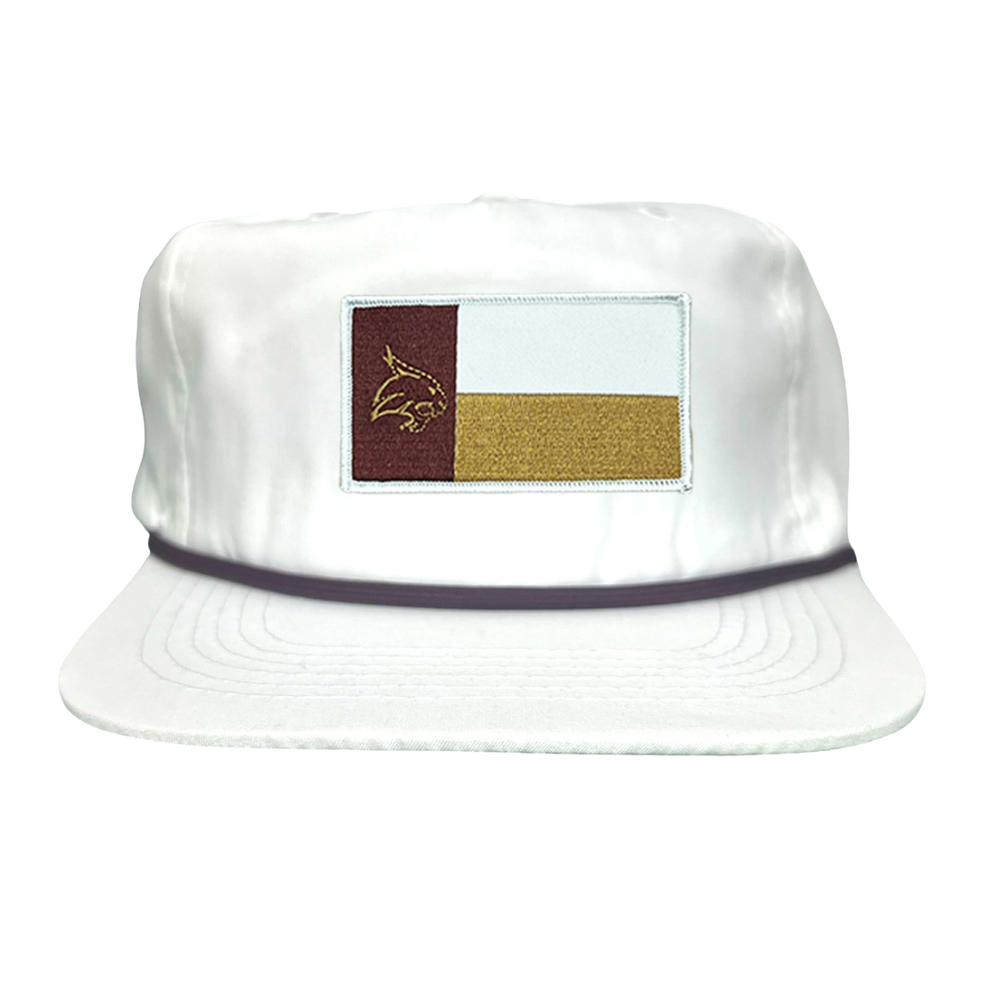 Texas State Bobcats University Flag Patch Hat Maroon White Gold