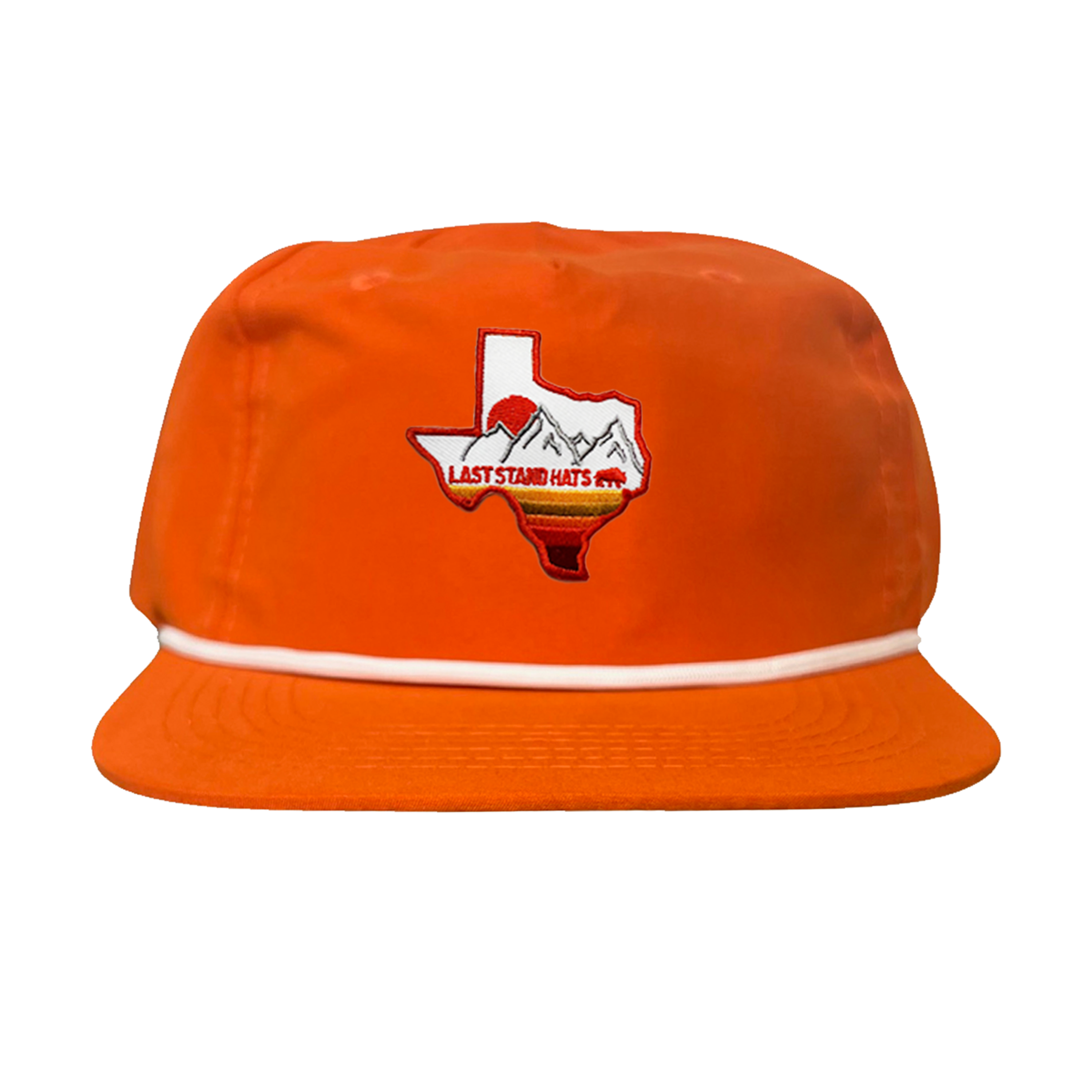 Texas Mountains Orange Rope Hat - Adjustable Trucker Cap