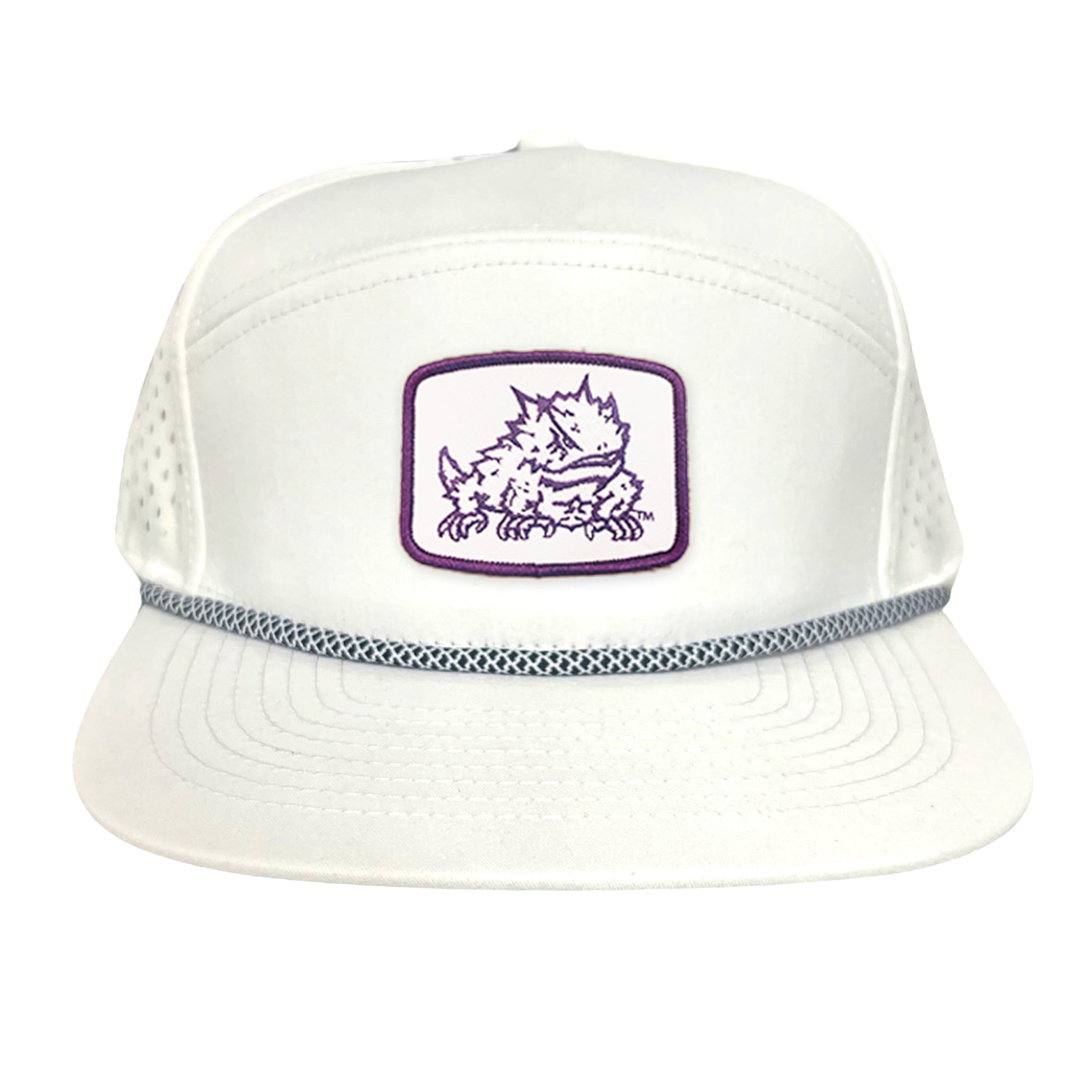 TCU Horned Frogs Square Patch Mesh Back Curved Bill Snapback Cap